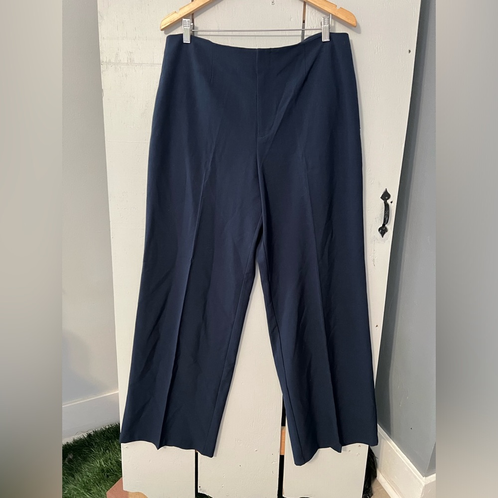 Frame  High Rise Wide Leg Trousers Pants Navy Blue